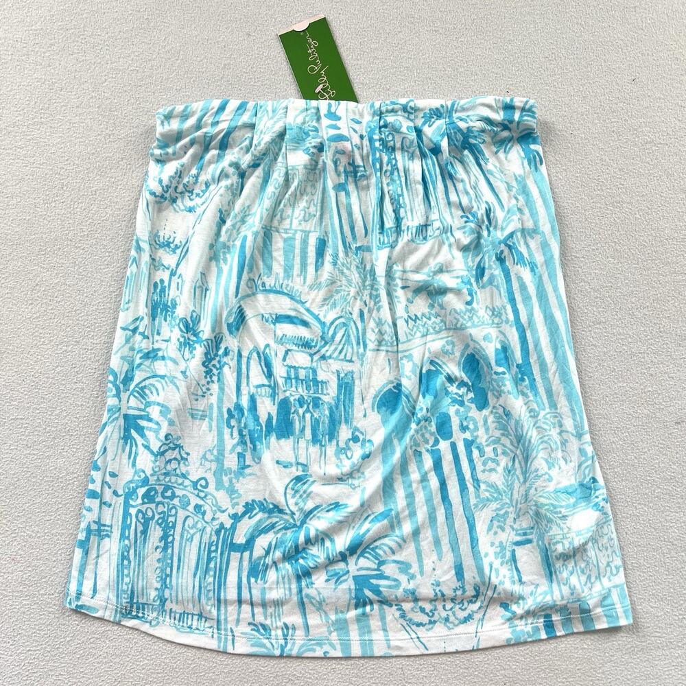 NWT Lilly Pulitzer Resort White La Via Loca Blue Print Tyra Tube Top 20032 S